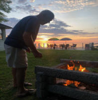 Joko at lake Erie with  a precast outdoor fireplace